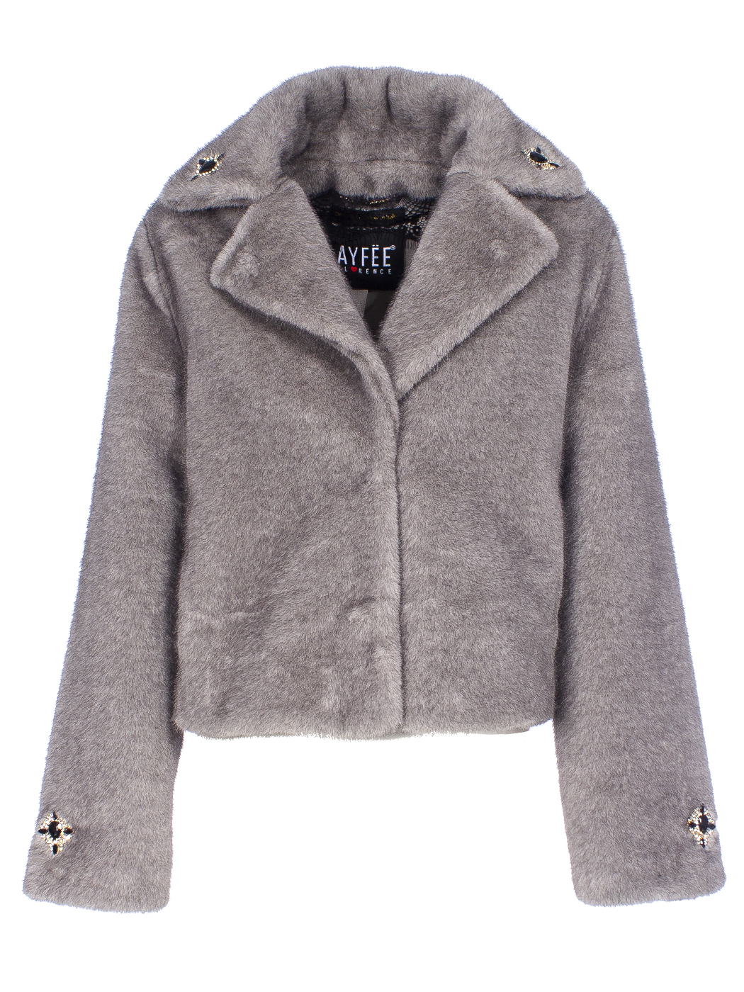 GIACCA FAUX FUR FAKE MINK DETTAGLIO GIOIELLO,4 TG,100%PL,MADE IN PRC    - GREY